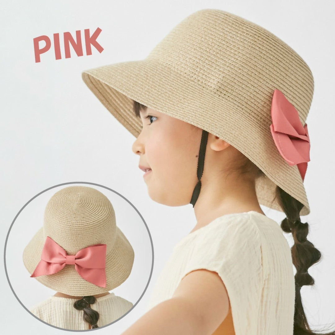 Girls’ Washable & Foldable Sun Hat with Bow – UV Cut 90% Protection,4 Colors