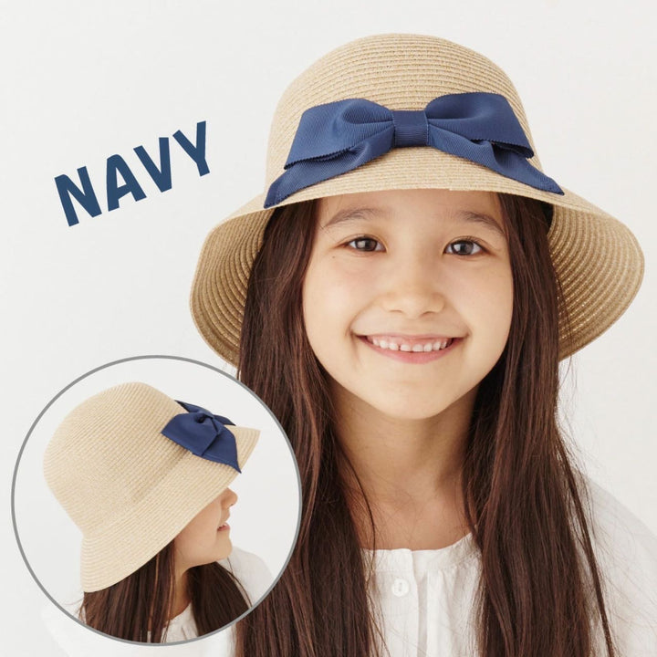 Girls’ Washable & Foldable Sun Hat with Bow – UV Cut 90% Protection,4 Colors