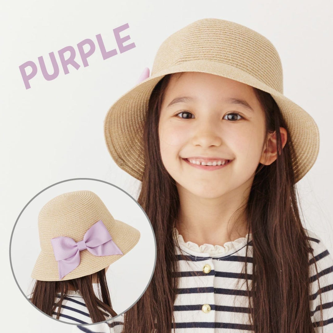 Girls’ Washable & Foldable Sun Hat with Bow – UV Cut 90% Protection,4 Colors