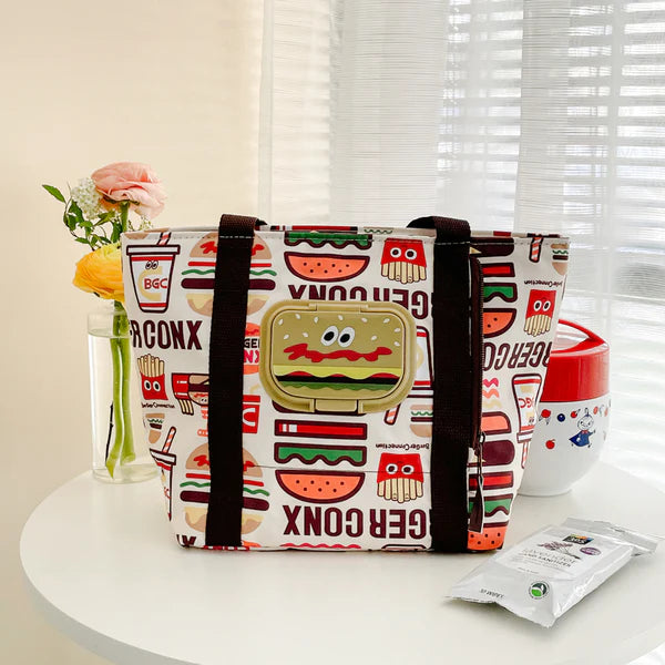 Skater Lunch Bag With Wet Wipes Bag （hamburger）