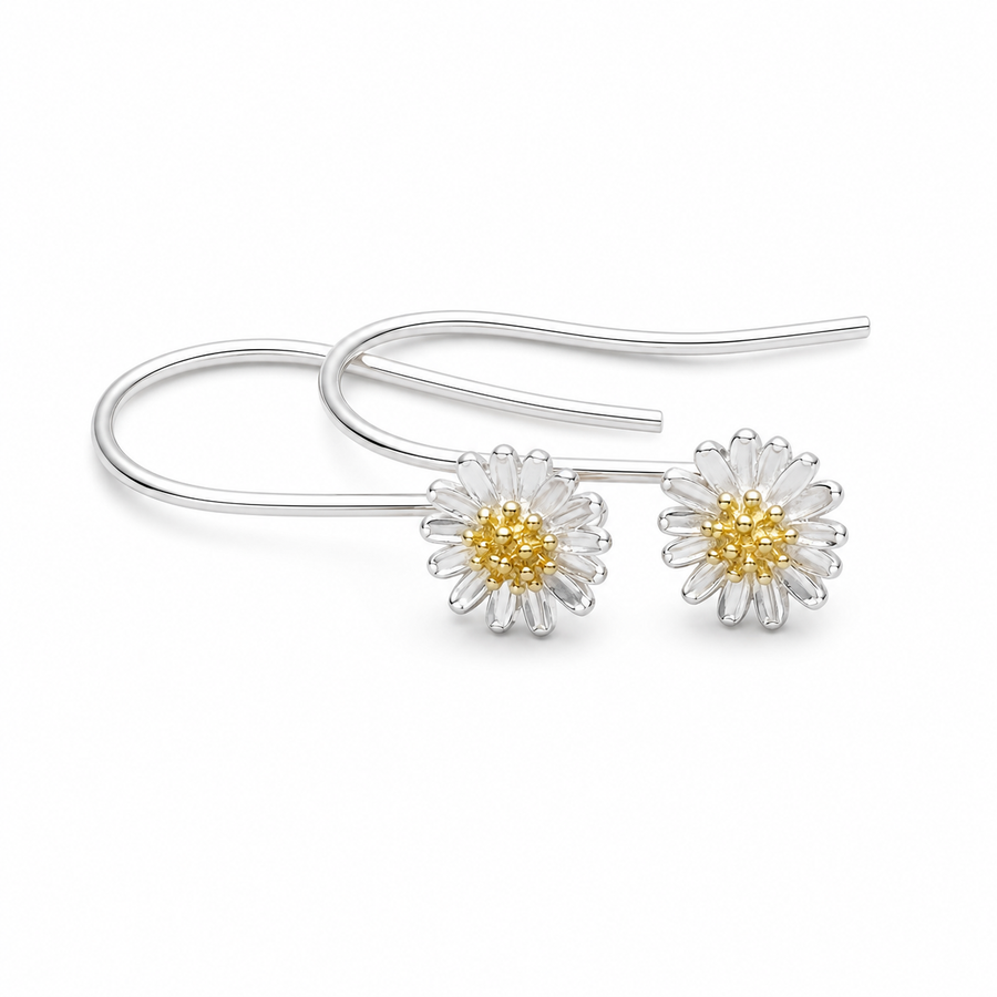 925 Sterling Silver Daisy Drop Earrings Yui mart