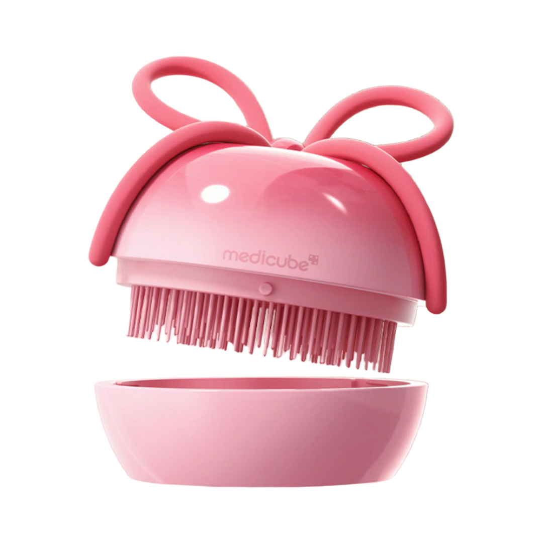 Medicube Ribbon Cherry Hair Brush Pink bristle and case detail