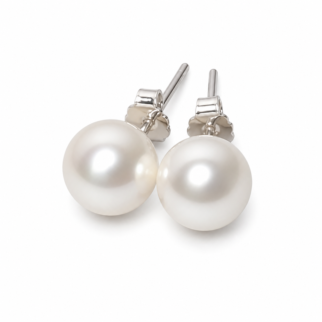 925 Sterling Silver Pearl Stud Earrings Yui mart