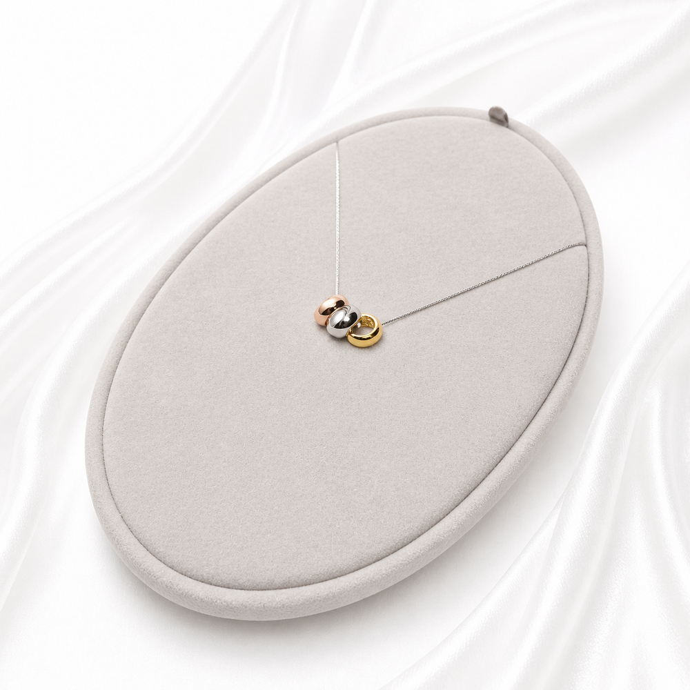 Three-Tone Interlocking Rings Necklace Yui mart