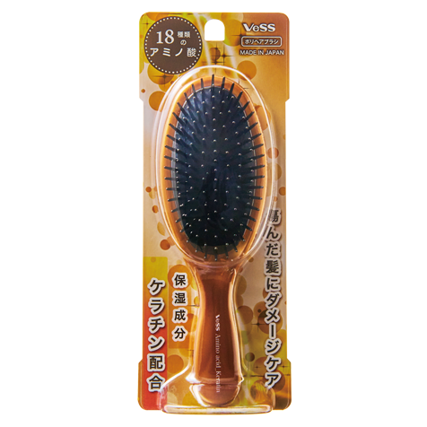 VeSS amino acid and keratin compact poly hair brush AKJ-600 package