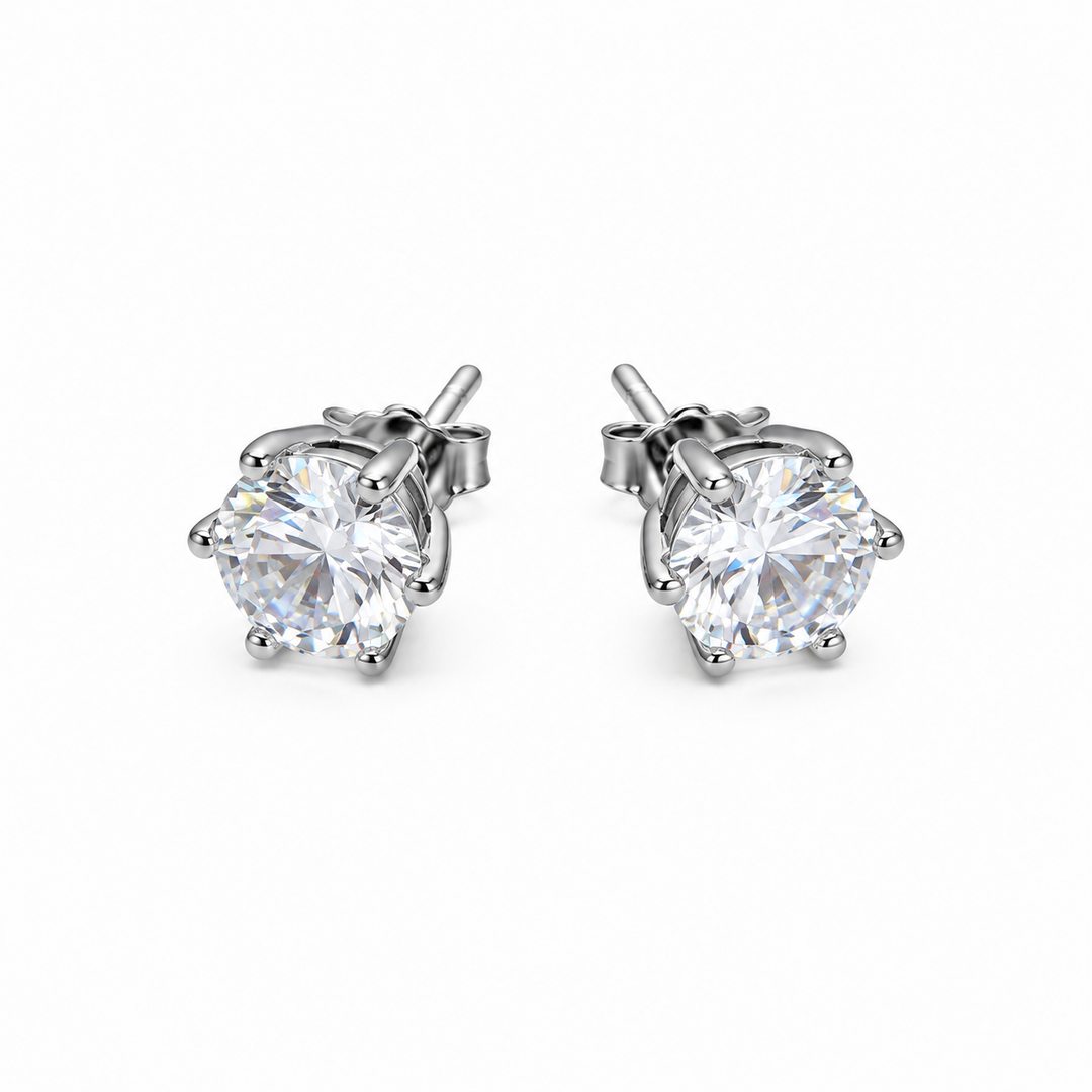 925 Sterling Silver Classic Solitaire CZ Stud Earrings Yui mart