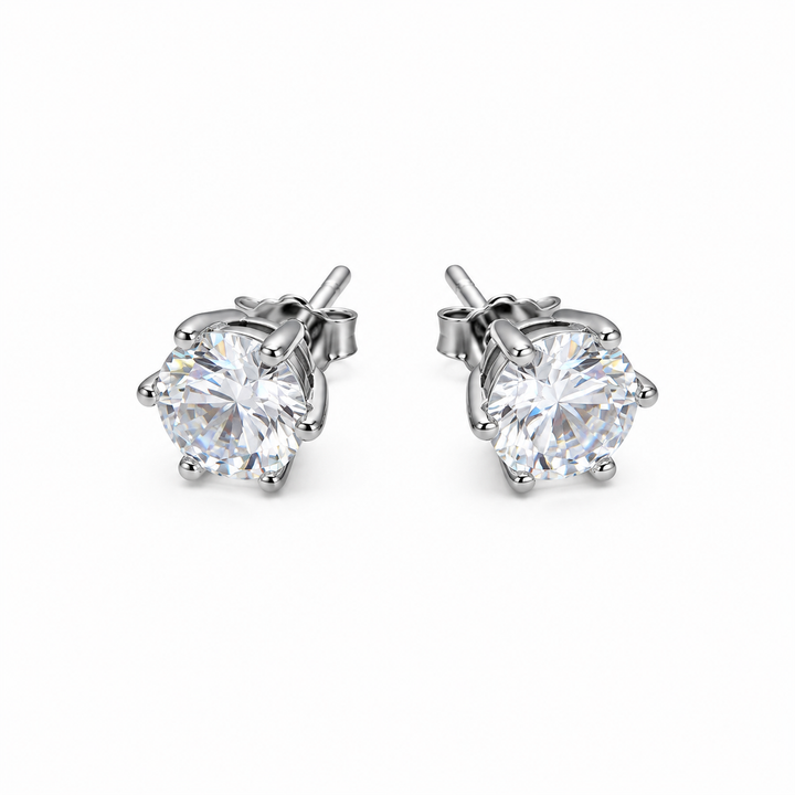925 Sterling Silver Classic Solitaire CZ Stud Earrings Yui mart