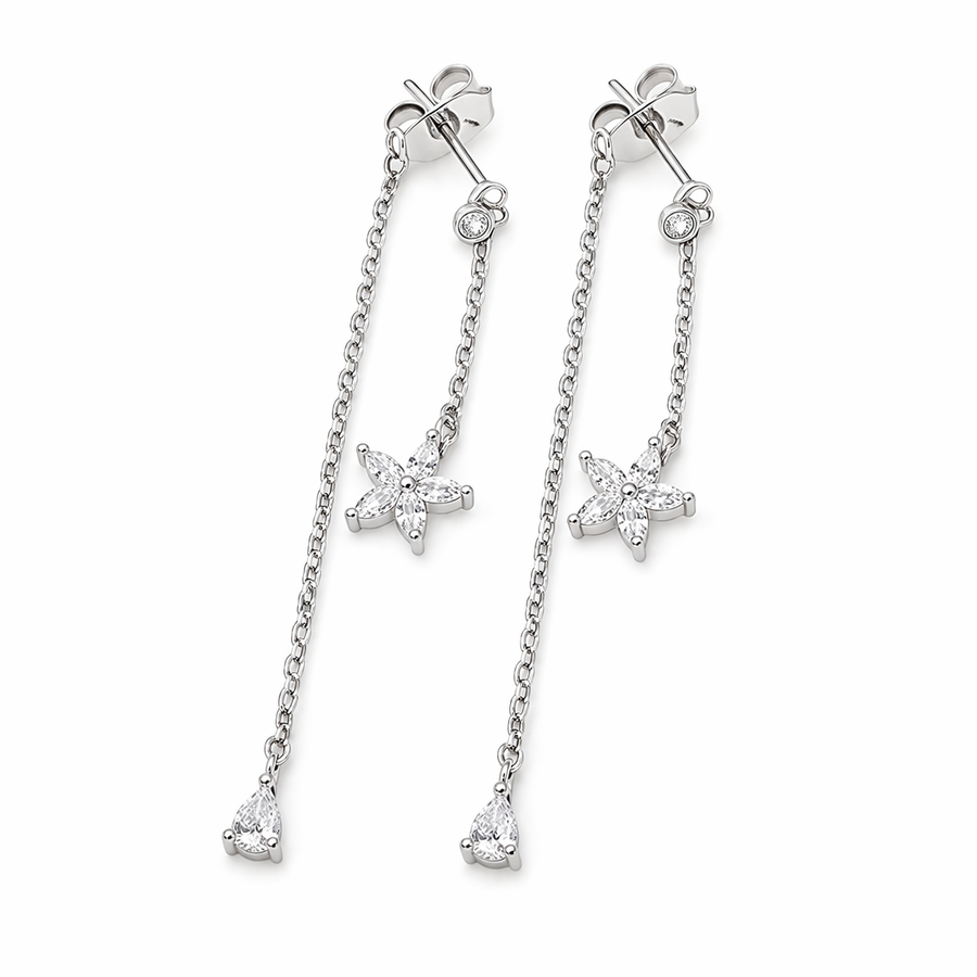 925 Sterling Silver Star Drop Earrings Yui mart