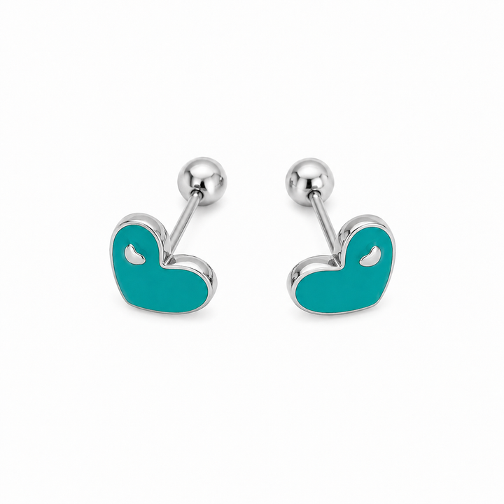 925 Sterling Silver Turquoise Heart Stud Earrings Yui mart