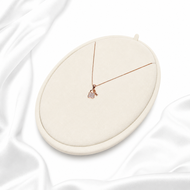 Dainty Clover Lock & Key Pendant Necklace Yui mart