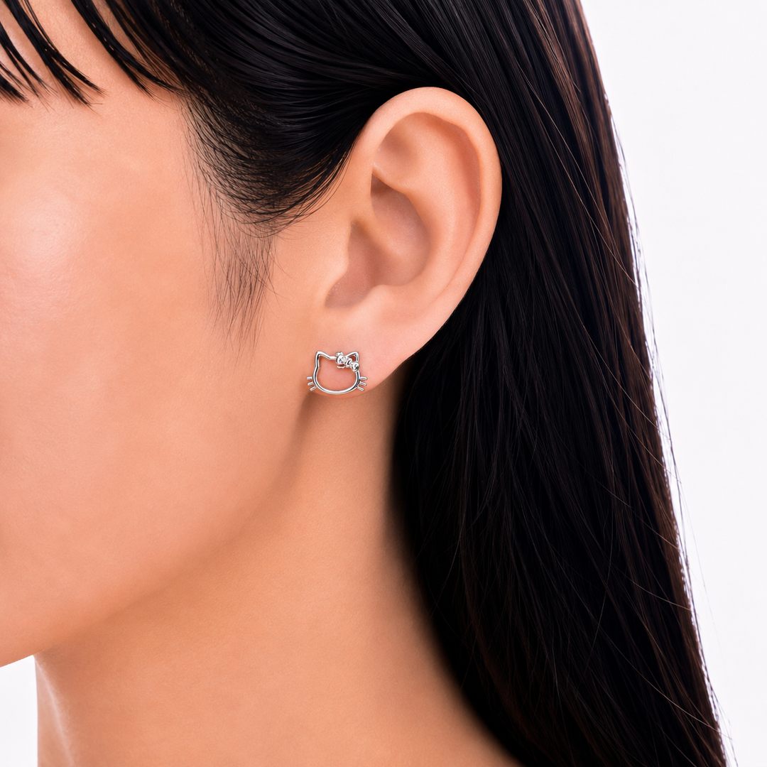 Kitty Charm Stud Earrings Yui mart