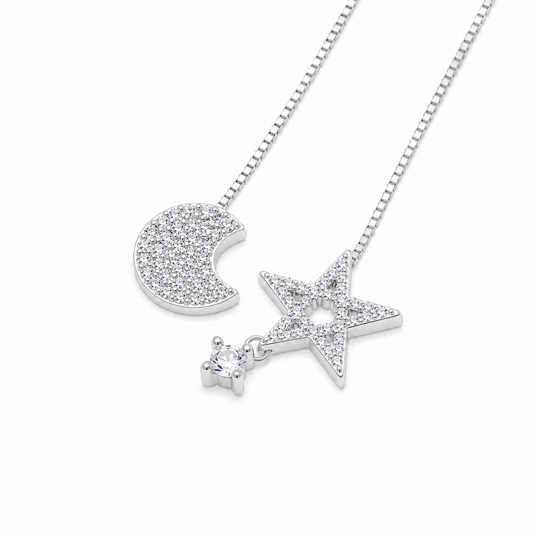 925 Sterling Silver Star & Moon Threader Earrings Yui mart