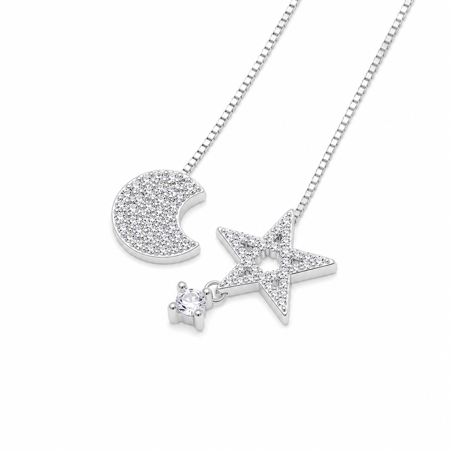 925 Sterling Silver Star & Moon Threader Earrings Yui mart