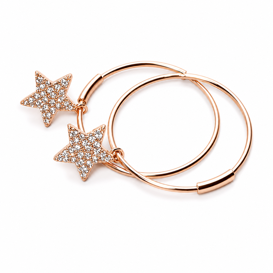 Rose Gold Plated Star Hoop Earrings Yui mart