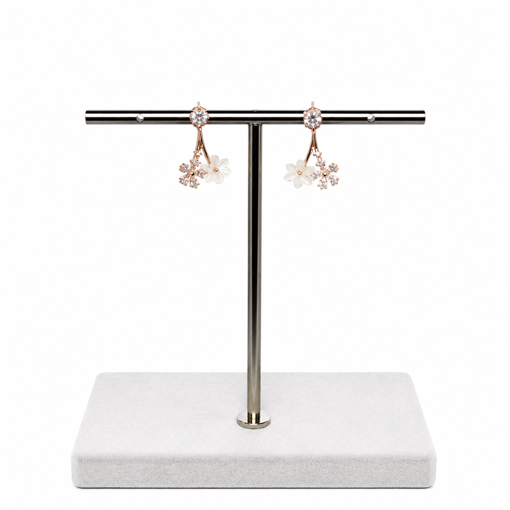 Rose Gold Plated Floral Stud Earrings Yui mart