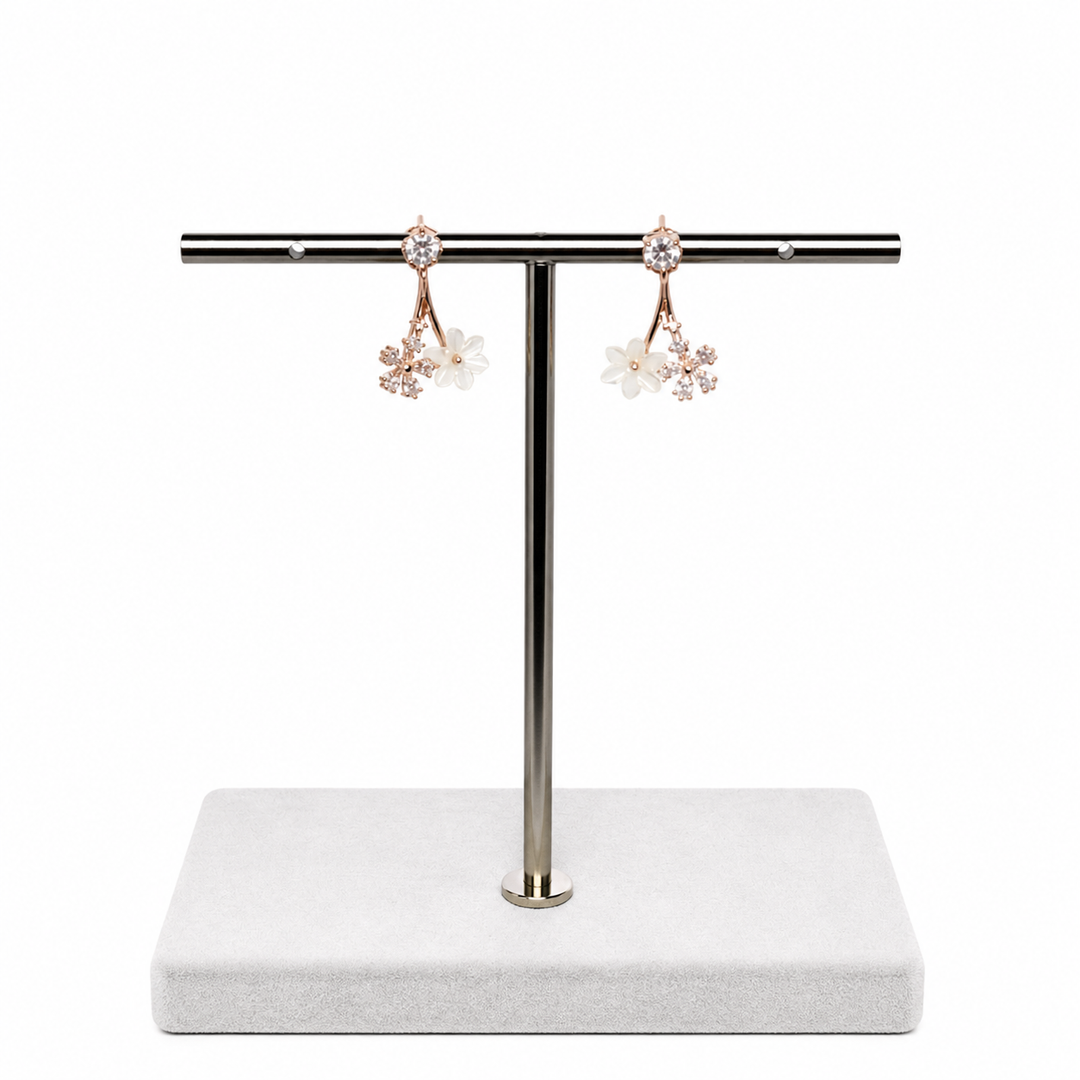 Rose Gold Plated Floral Stud Earrings Yui mart
