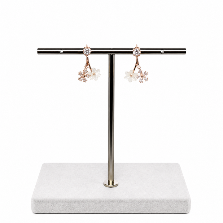 Rose Gold Plated Floral Stud Earrings Yui mart