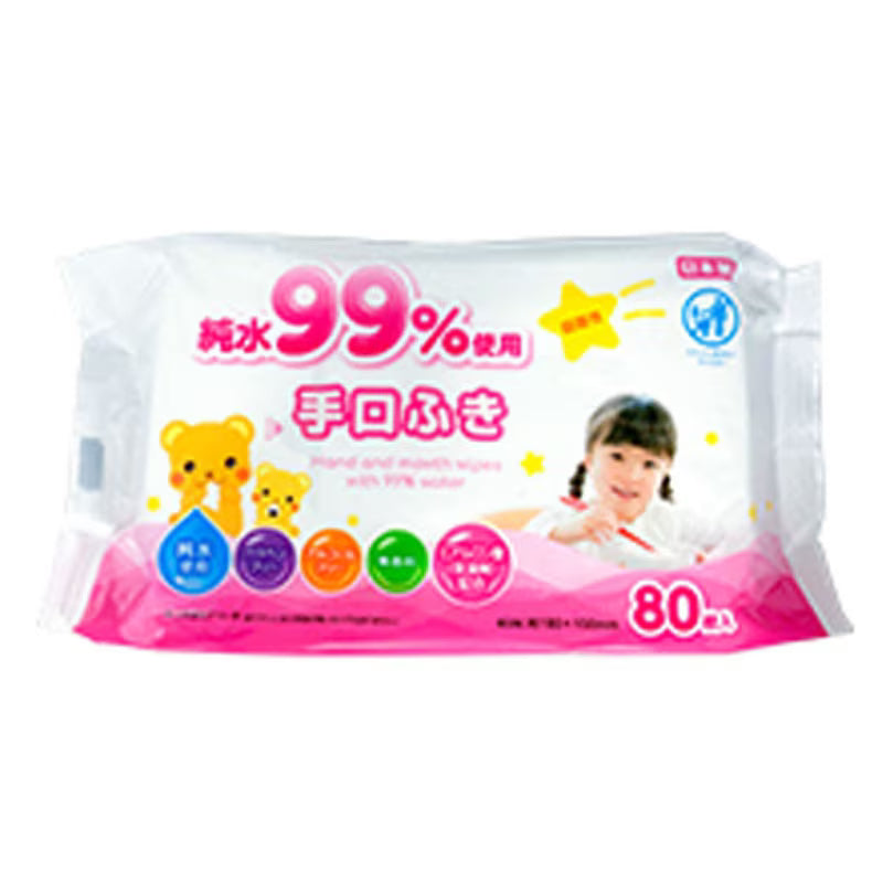 CanDo 99% Pure Water Hand and Mouth Wipes 80 Sheets Made in Japan package