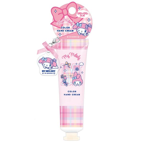 Sanrio My Melody Color Hand Cream Pink Floral Scent tube with ribbon charm