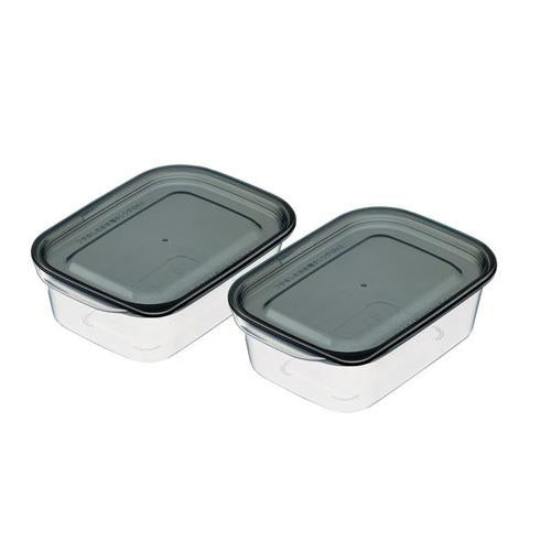 Plastic Food Pack Square Set Clear Black 400ml Yui mart
