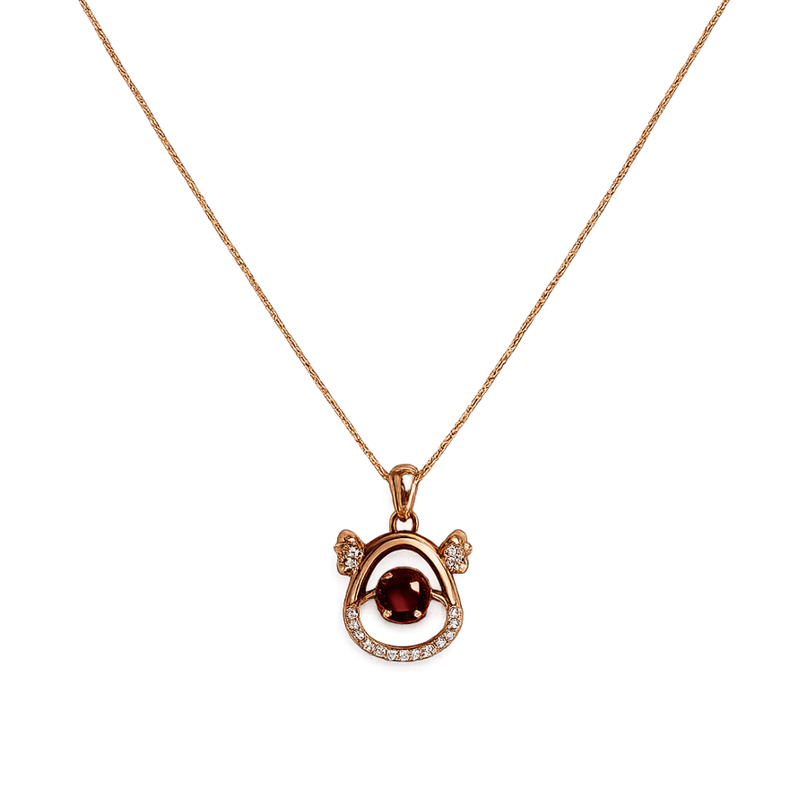 925 Sterling Silver Rose Gold-Plated Bear CZ Pendant Necklace Yui mart