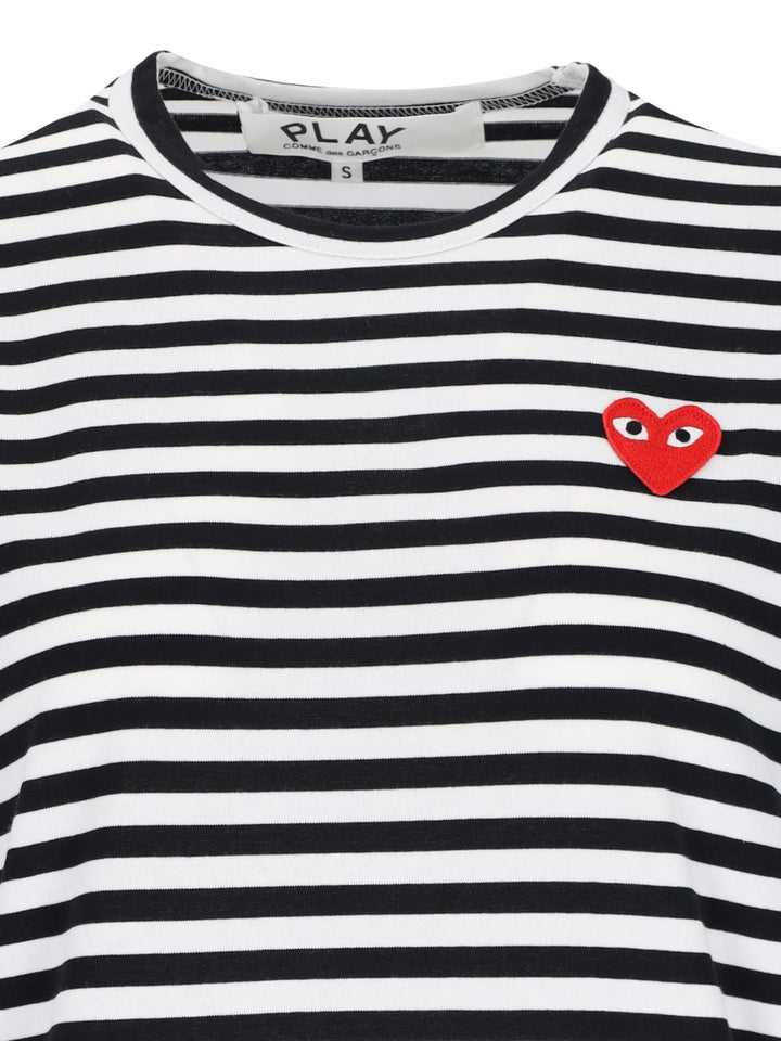 COMME des GARCONS PLAY Striped Double Heart Long Sleeve T-Shirt - Black/White Size S COMME des GARCONS PLAY