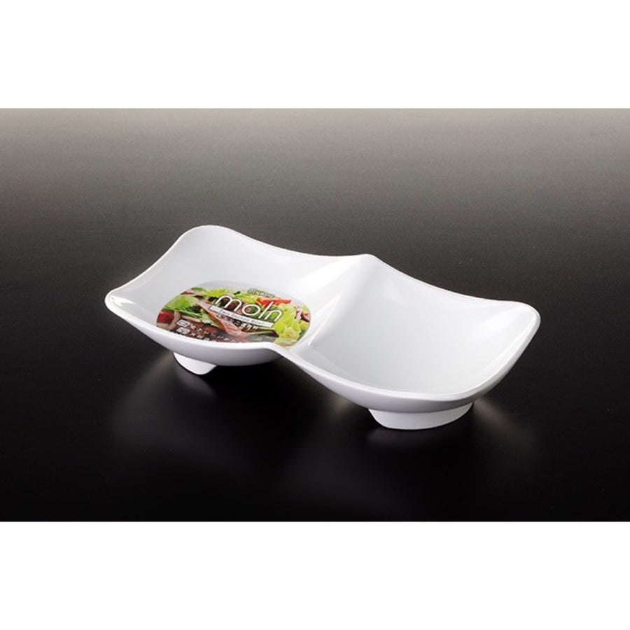 Nakaya Moln Two-Section Rectangular Bowl White made in Japan