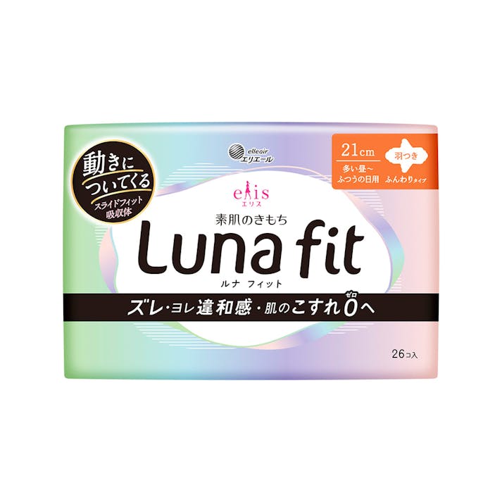 Elleair Elis Lunafit Day Pads with Wings 21cm 26 Count front package