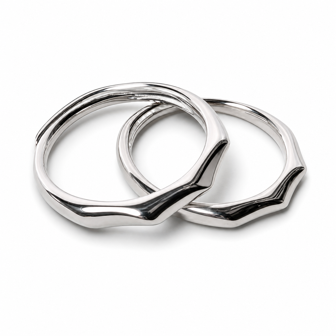 925 Sterling Silver Adjustable Minimalist Ring Set Yui mart