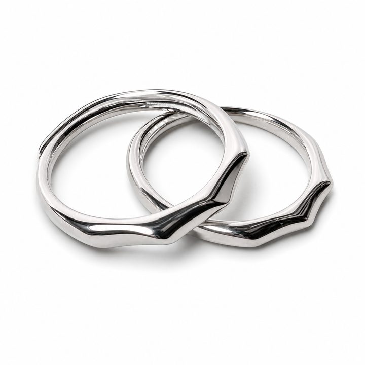 925 Sterling Silver Adjustable Minimalist Ring Set Yui mart