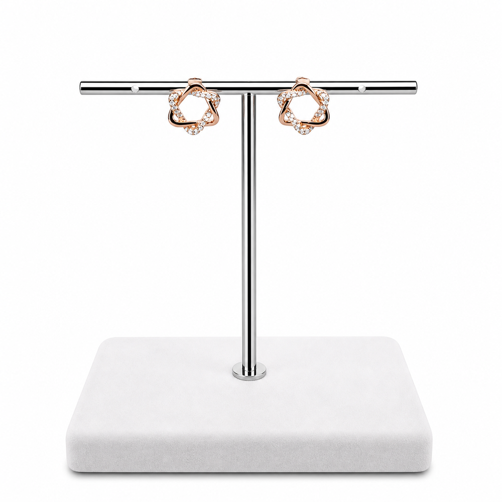 Rose Gold Plated Crystal Stud Earrings Yui mart