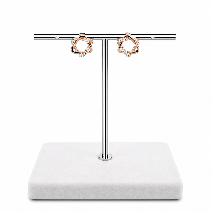 Rose Gold Plated Crystal Stud Earrings Yui mart