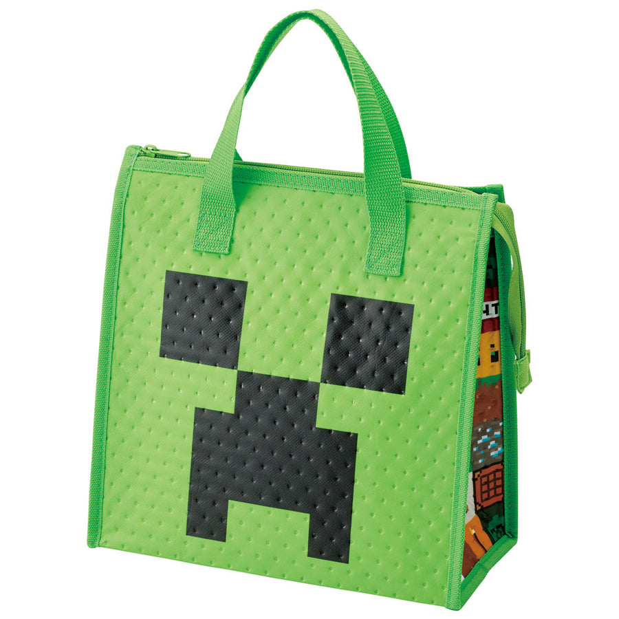 Skater Minecraft insulated lunch bag green Creeper design for bento boxes and bottles