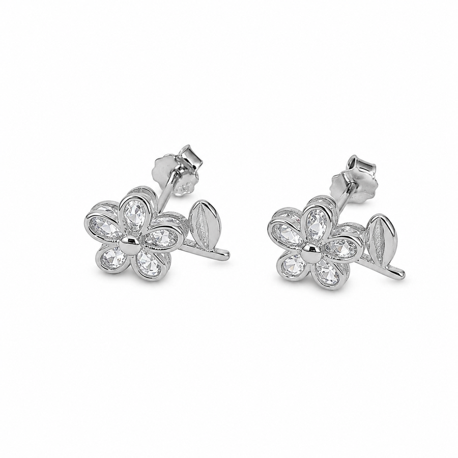 925 Sterling Silver Crystal Daisy Stud Earrings Yui mart