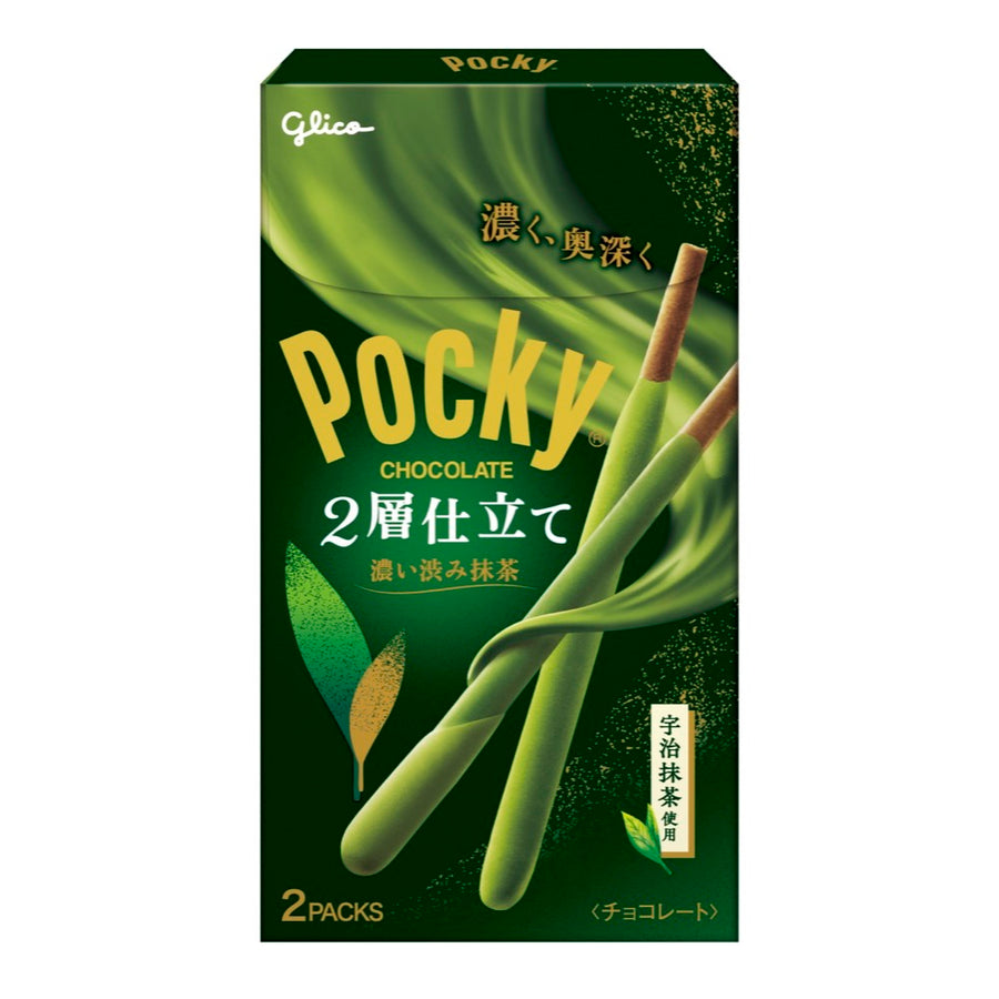 Glico Pocky 2-Layer Rich Matcha Biscuit Sticks 2 Bags Japanese matcha Pocky box