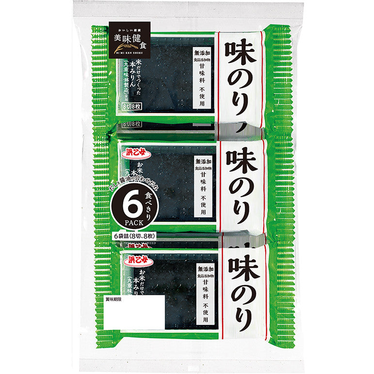 Hamaotome Bimi Kenshoku Seasoned Nori 8-Cut 8 Sheets x 6 Packs package