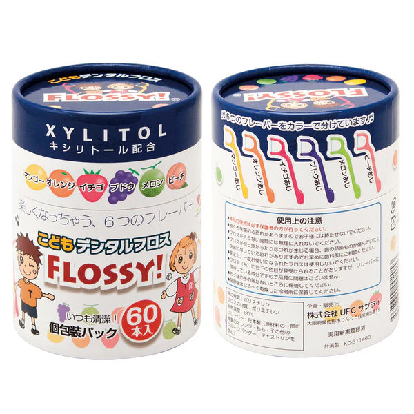 UFC FLOSSY Children's Safety Dental Floss, Fruit Flavored, 60 pieces (Made in Japan) Yui mart