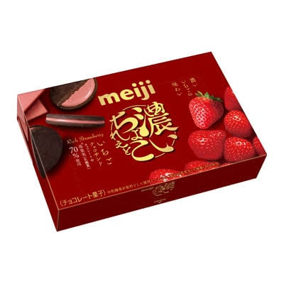 Meiji Rich Strawberry Chocolate Sandwich Cookies, 6 Pieces Meiji