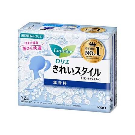 Kao Laurier Kirei Style Unscented Panty Liners 14cm - 72 Count Kao
