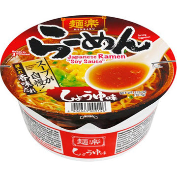 Hikari Menraku Soy Sauce Ramen Bowl 76.7g Japanese instant shoyu ramen cup
