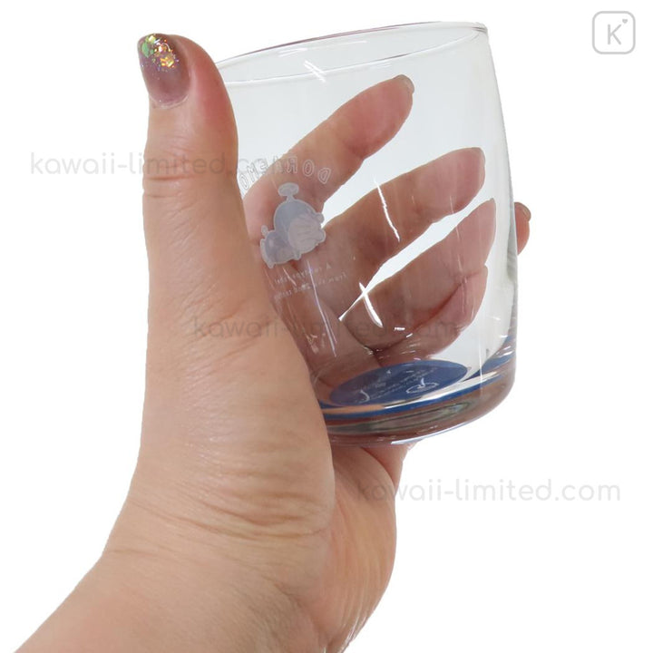Doraemon Indigo Glass Tumbler S side detail blue glass cup