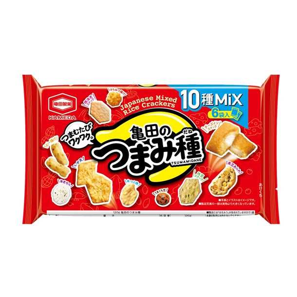 Kameda Tsumami Dane Japanese Snack Mix 6 Pack 120g assorted rice crackers bag