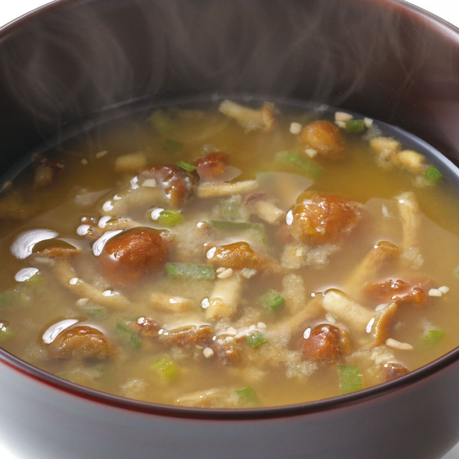 Kayanoya nameko mushroom freeze-dried miso soup prepared serving with shiitake dashi