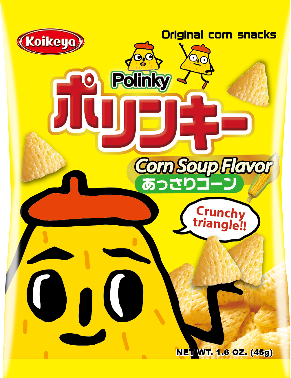 Koikeya Polinky Corn Soup Corn Snack 45g bag front