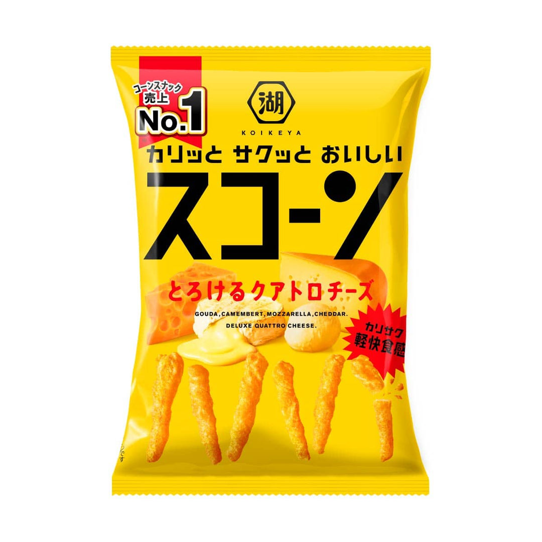 Koikeya Scone Melty Quattro Cheese Corn Snack 73g bag front