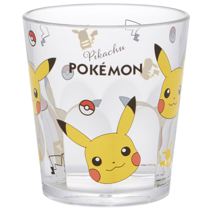 Skater Pokemon Pikachu Face acrylic cup 280ml clear character cup front view