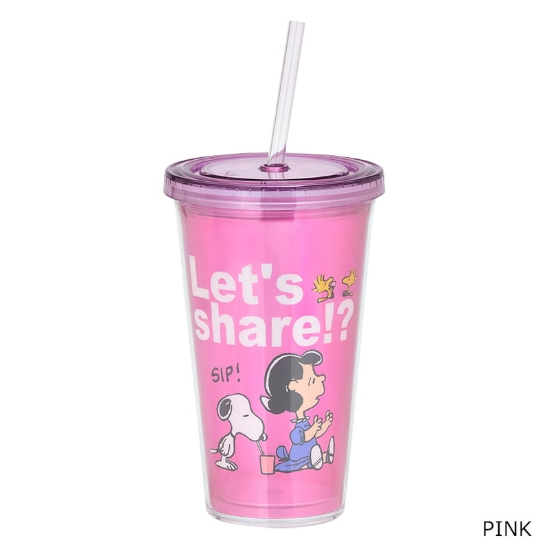 PLAZA limited Snoopy PEANUTS straw tumbler 550ml front view