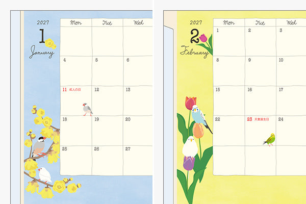 MIDORI Bird Diary colorful illustrated spreads