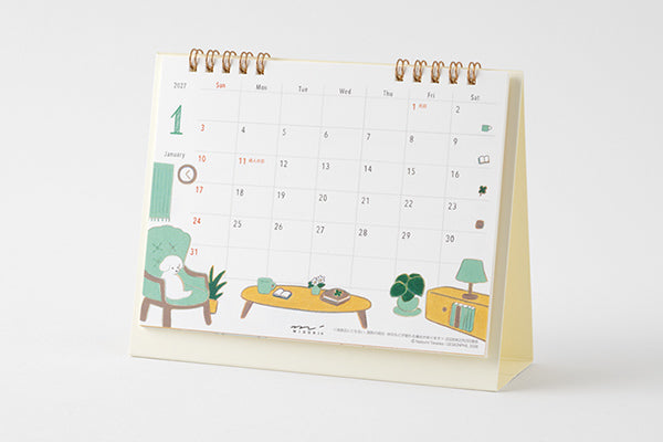 MIDORI 2027 tabletop ring calendar display example