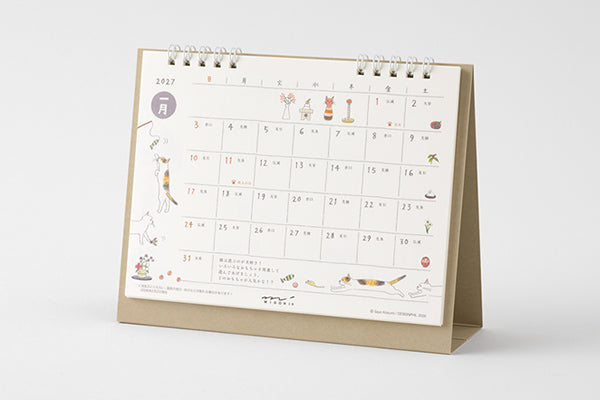 MIDORI 2027 tabletop ring calendar display example